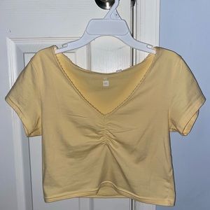 yellow ruched shirt
